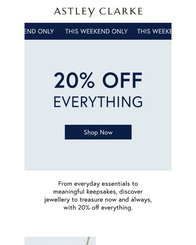 Screenshot of email sent to a Astley Clarke Newsletter subscriber