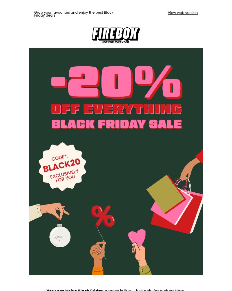 Screenshot of email sent to a Firebox Newsletter subscriber