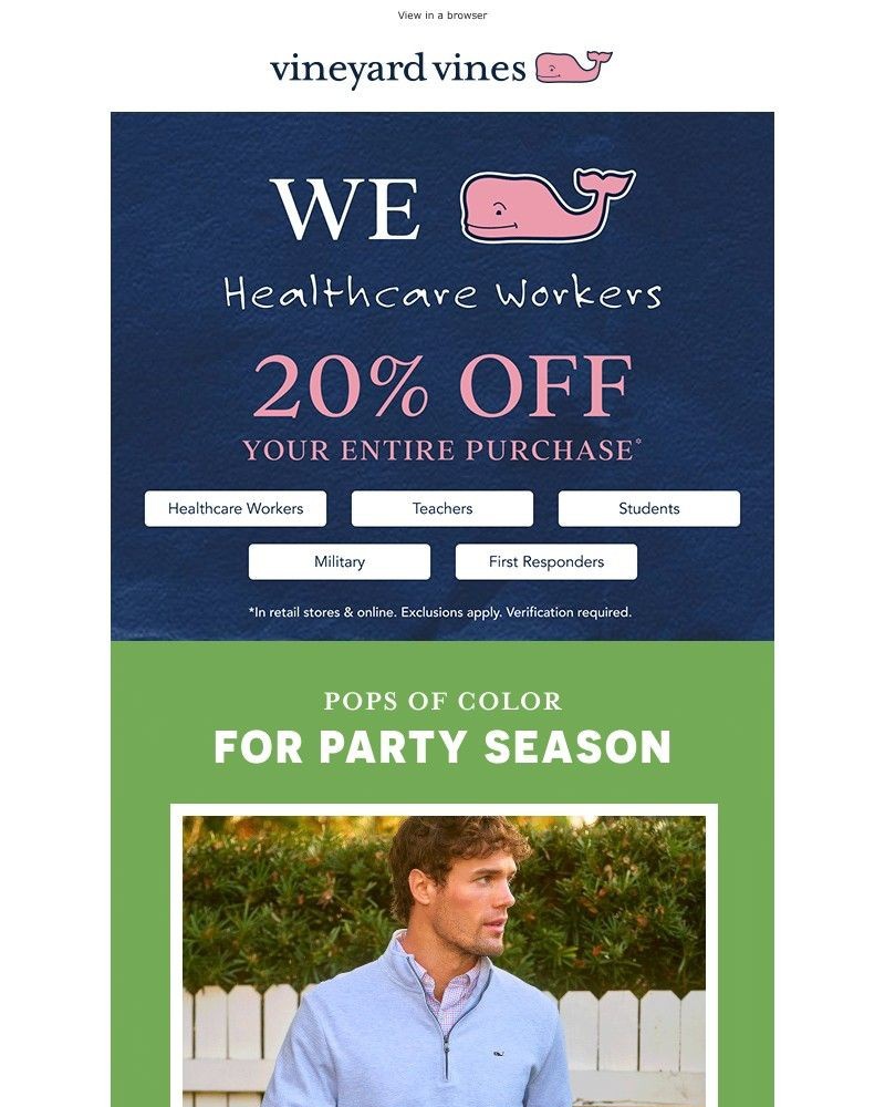 Screenshot of email sent to a Vineyard Vines Newsletter subscriber