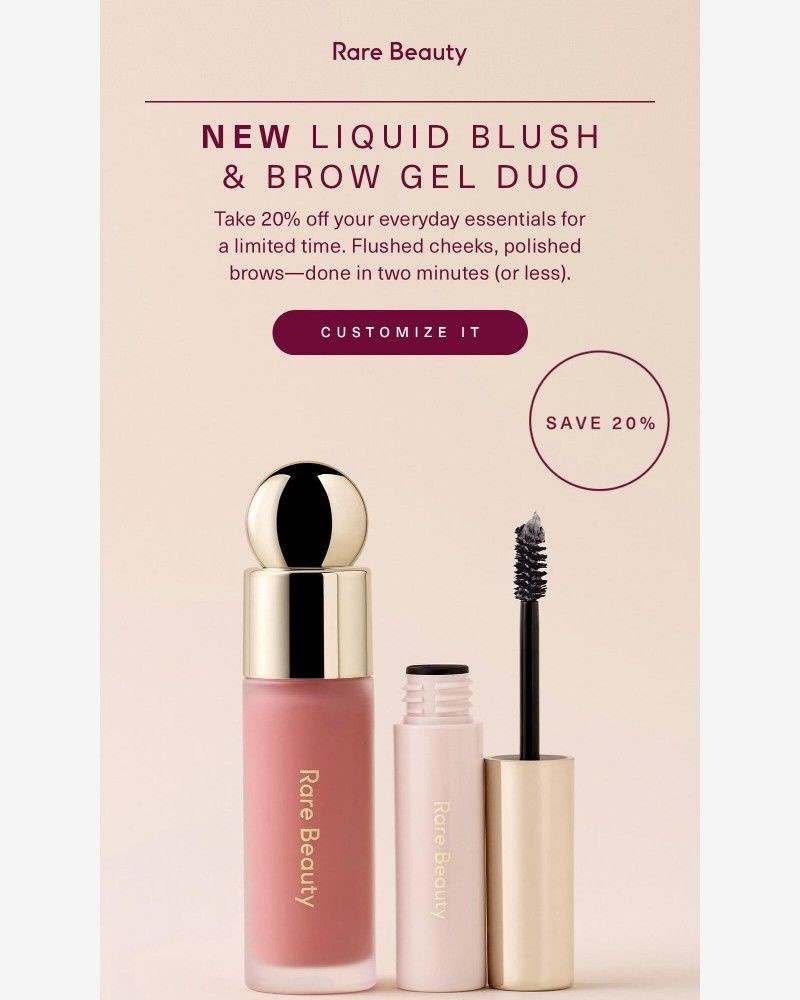 Screenshot of email sent to a Rare Beauty Newsletter subscriber