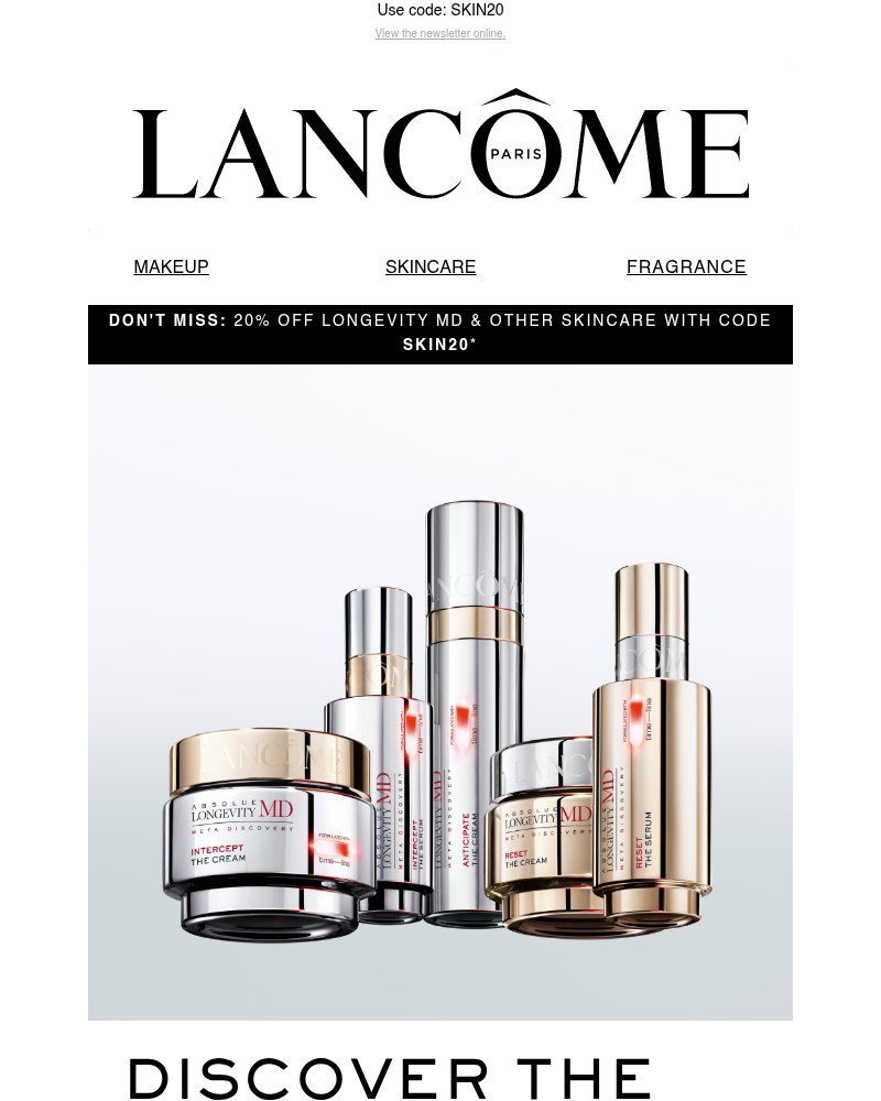 Screenshot of email sent to a Lancôme Newsletter subscriber