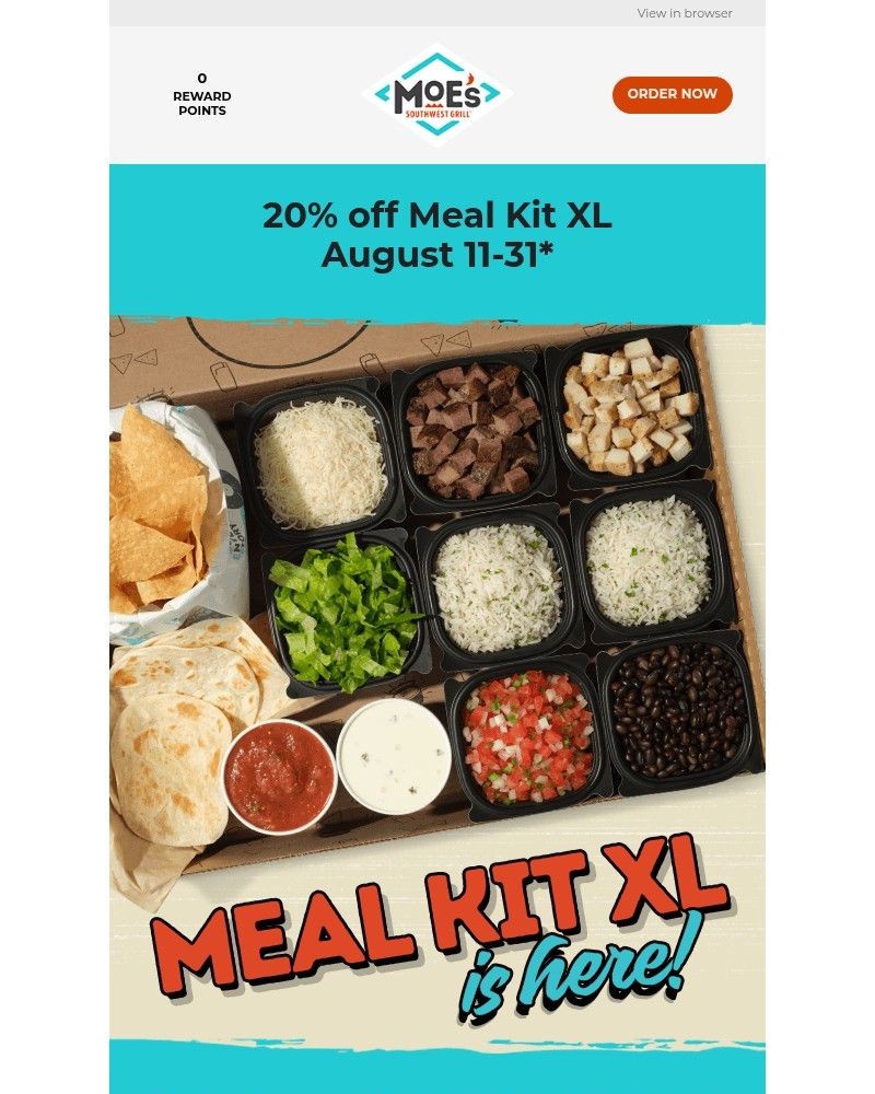 Screenshot of email sent to a Moe’s Southwest Grill Registered user
