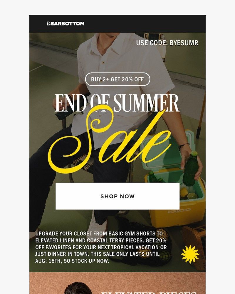 Screenshot of email sent to a Bearbottom Clothing Newsletter subscriber