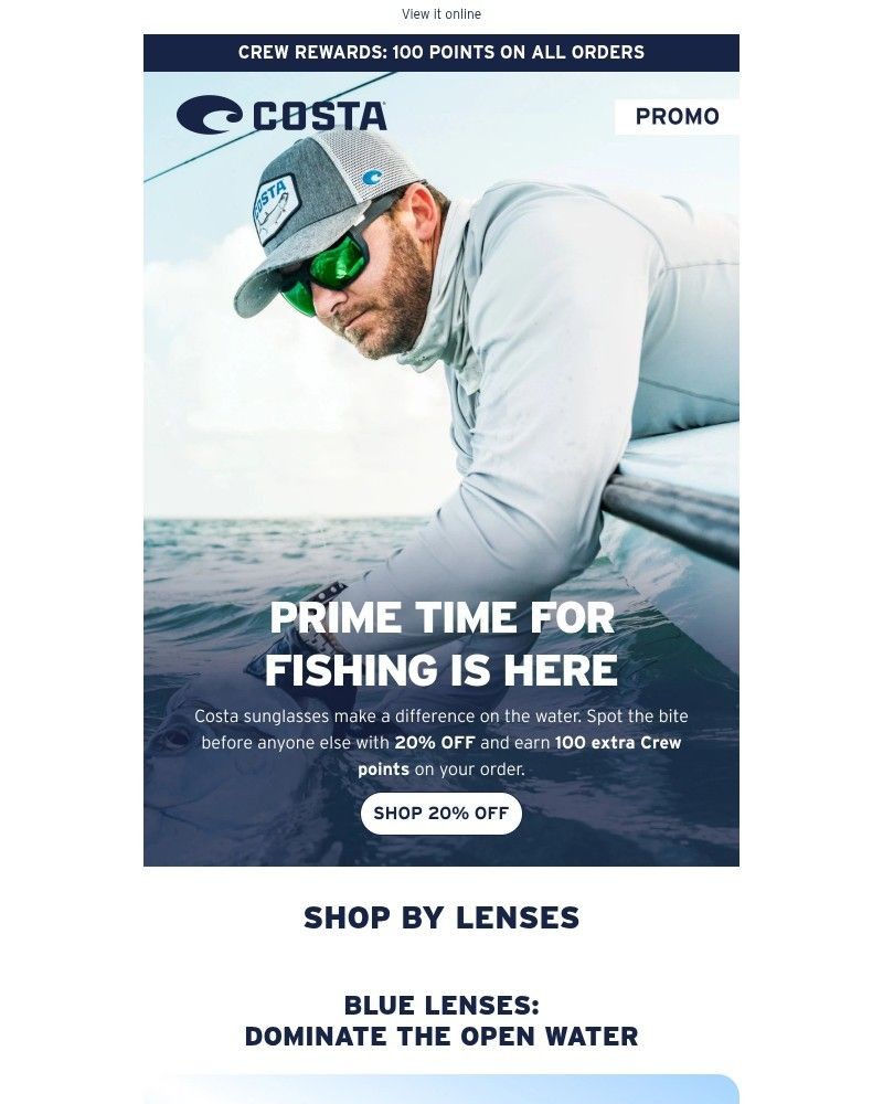 Screenshot of email sent to a Costa del Mar Newsletter subscriber