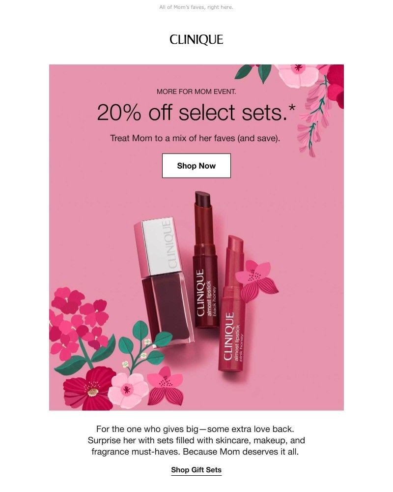Screenshot of email sent to a Clinique Newsletter subscriber