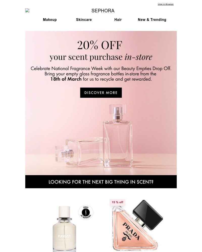 Screenshot of email sent to a Feelunique Newsletter subscriber