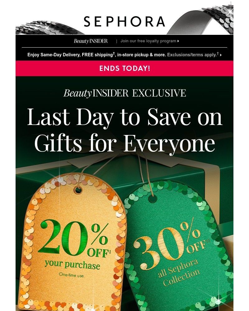 Screenshot of email sent to a Sephora Newsletter subscriber