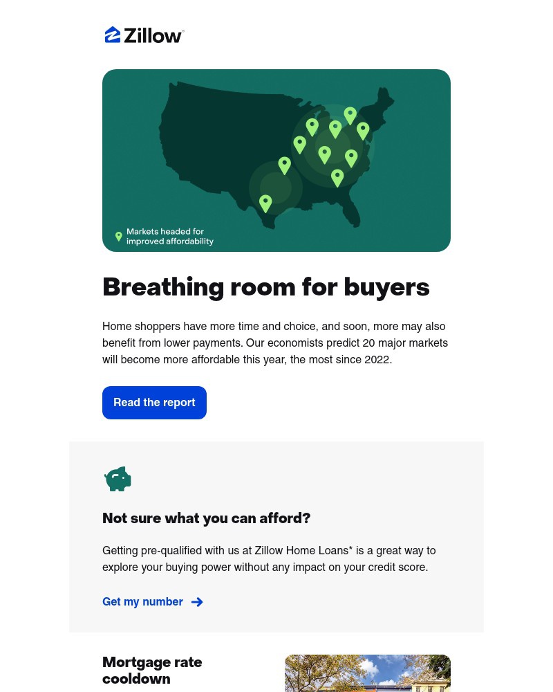 Screenshot of email sent to a Zillow Registered user