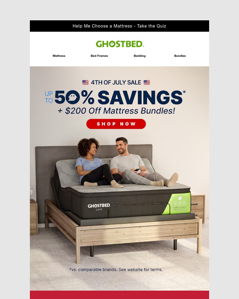 Screenshot of email sent to a Ghost Bed Newsletter subscriber