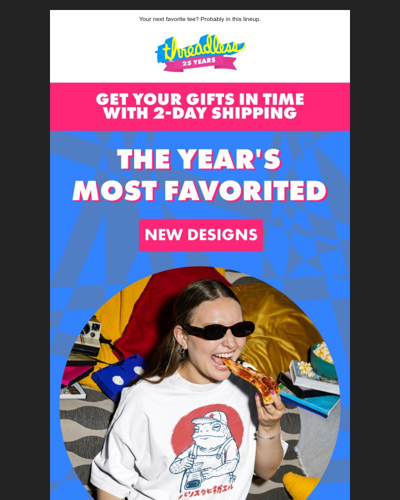 Screenshot of email sent to a Threadless Newsletter subscriber