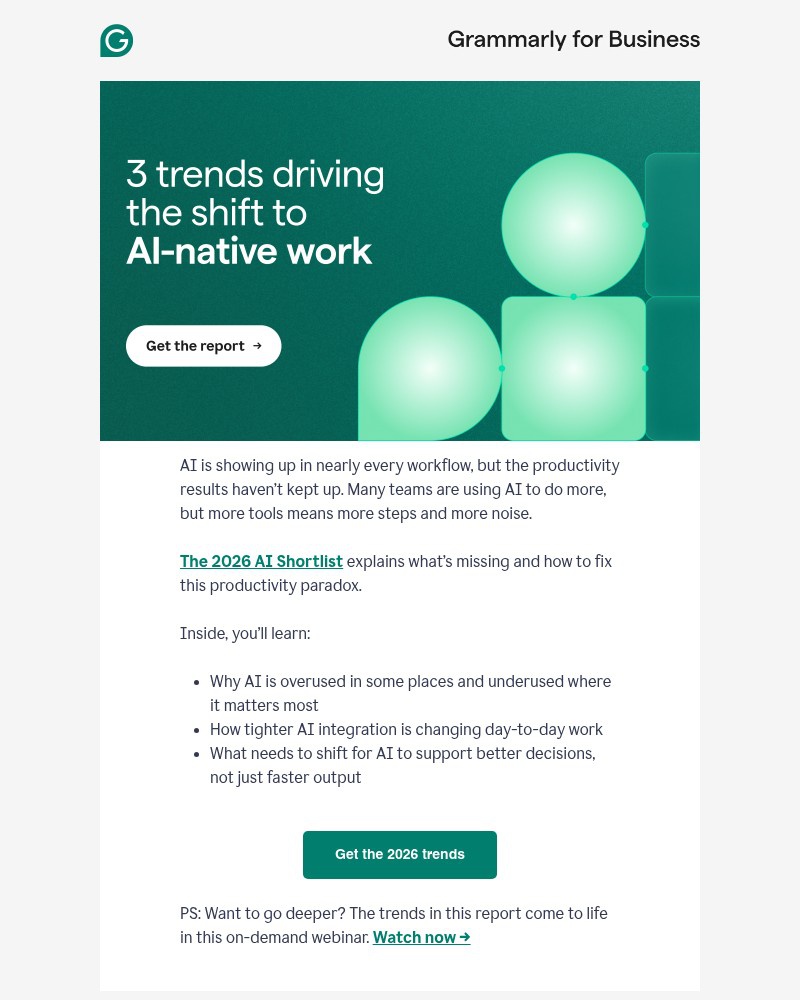 Screenshot of email sent to a Grammarly Registered user