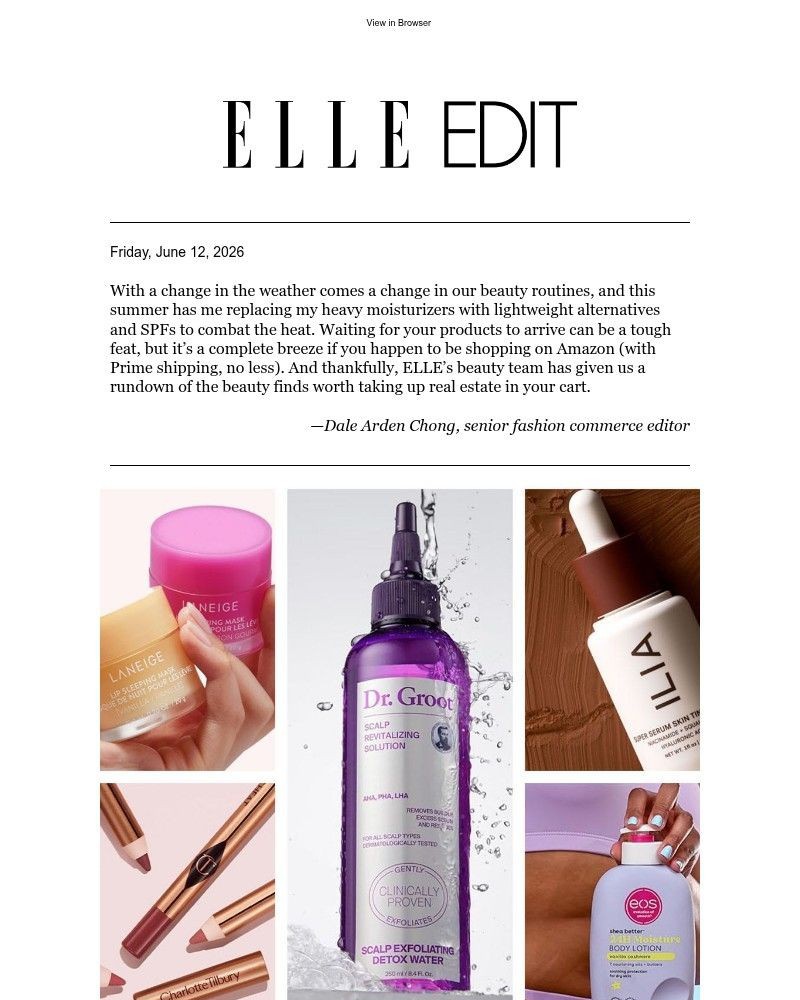 Screenshot of email sent to a Elle Newsletter subscriber