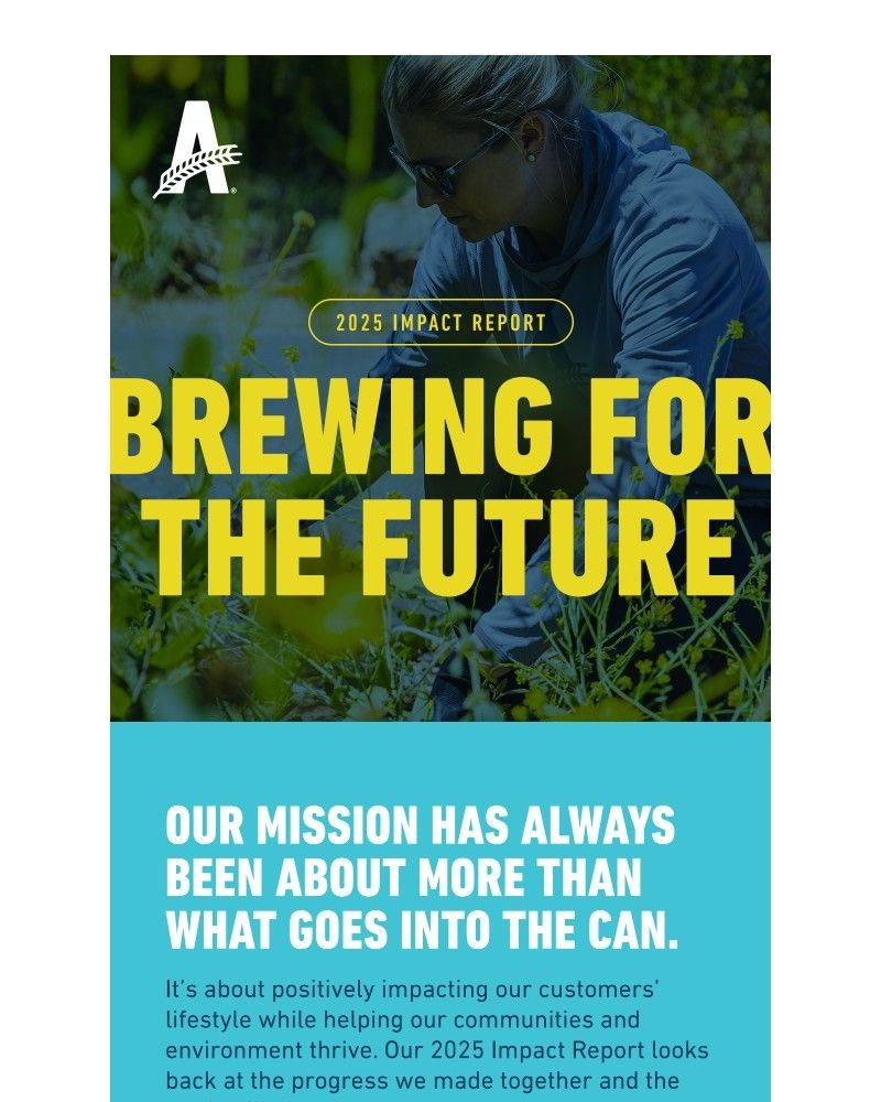 Screenshot of email sent to a Athletic Brewing Newsletter subscriber