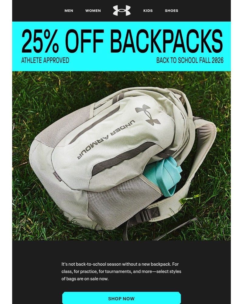 Screenshot of email sent to a Under Armour Newsletter subscriber