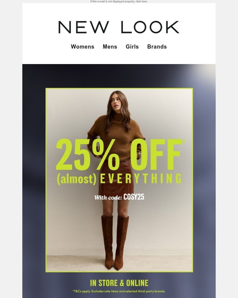 Screenshot of email sent to a New Look Newsletter subscriber