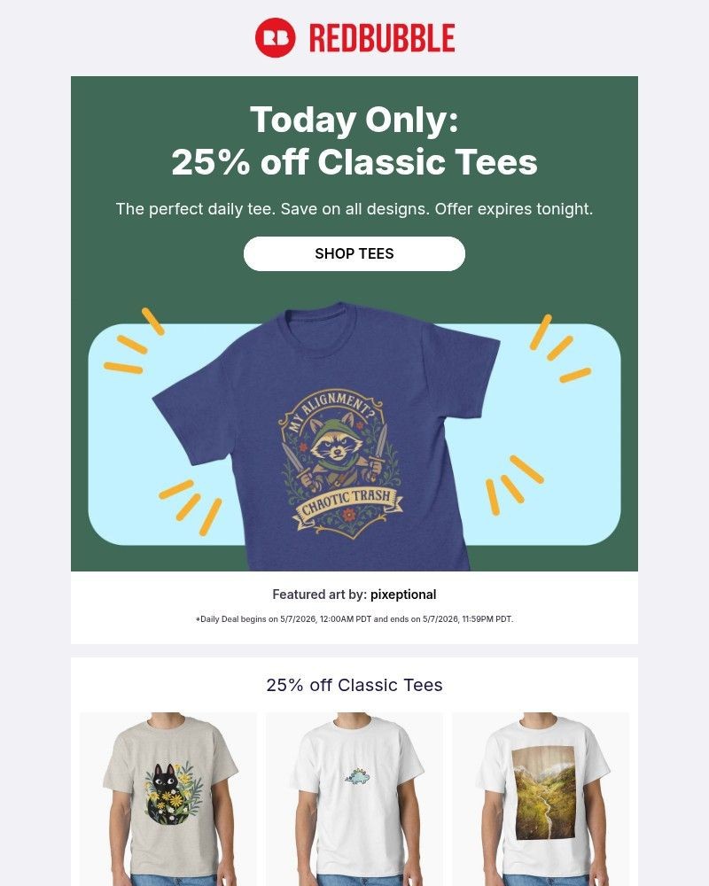Screenshot of email with subject /media/emails/25-off-classic-tees-one-day-only-aa426f-cropped-60e57a5a.jpg