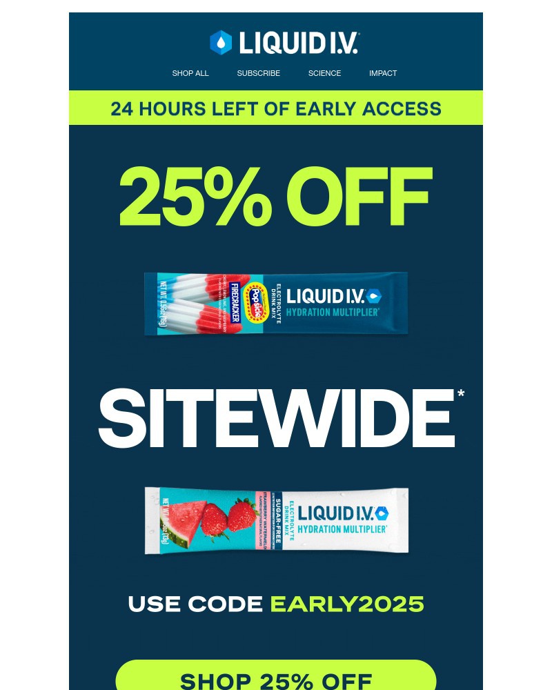 Screenshot of email sent to a Liquid I.V. Newsletter subscriber