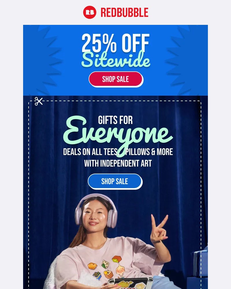 Screenshot of email sent to a Redbubble Newsletter subscriber
