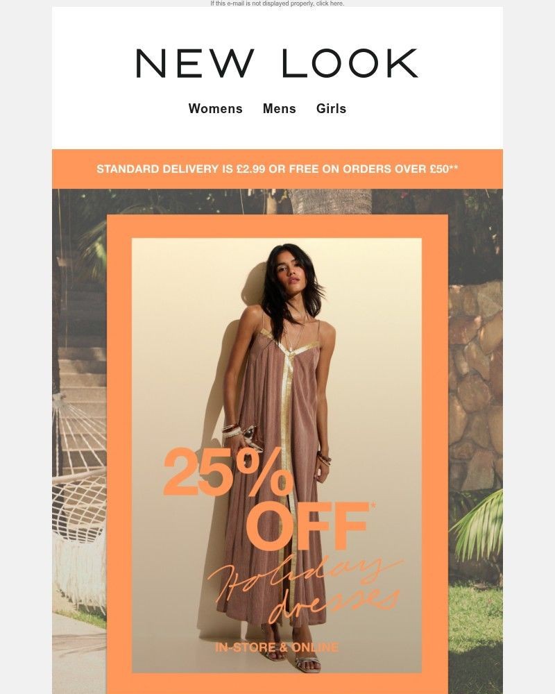 Screenshot of email sent to a New Look Newsletter subscriber