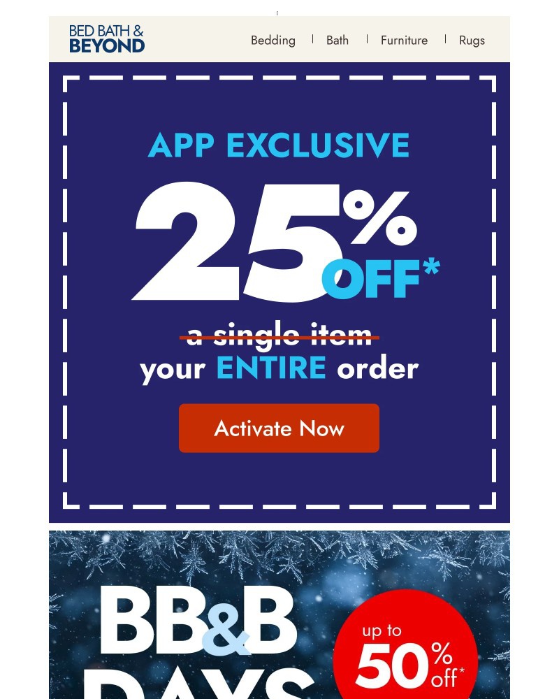 Screenshot of email sent to a Overstock Newsletter subscriber