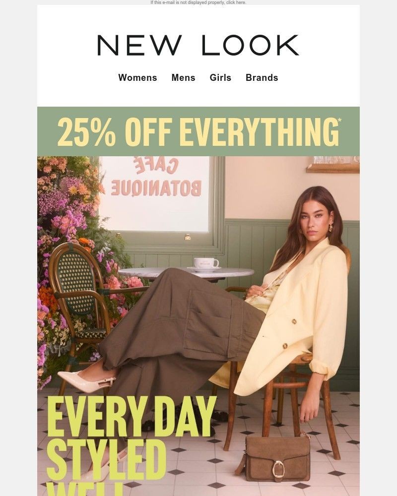 Screenshot of email sent to a New Look Newsletter subscriber