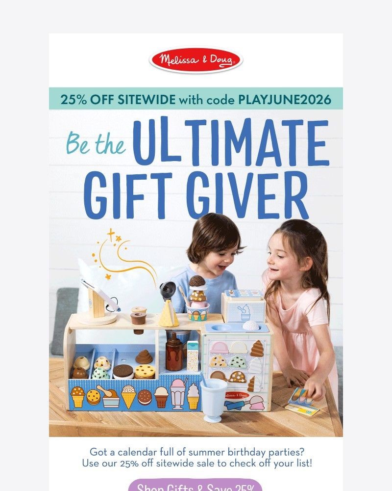 Screenshot of email sent to a Melissa & Doug Newsletter subscriber