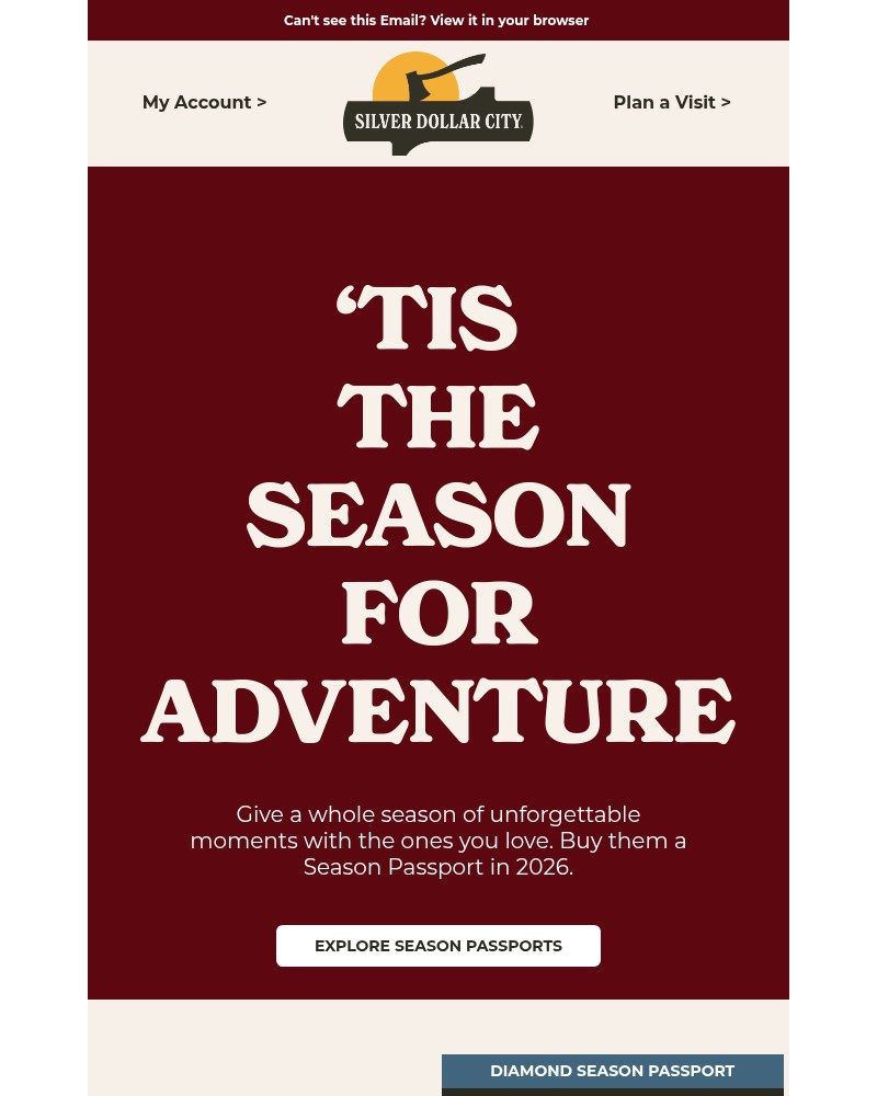 Screenshot of email sent to a Silver Dollar City Newsletter subscriber