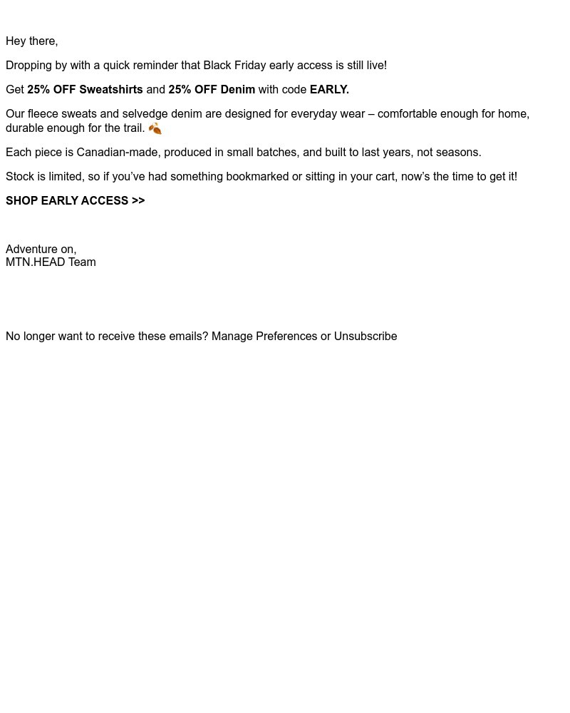 Screenshot of email sent to a Muttonhead Newsletter subscriber