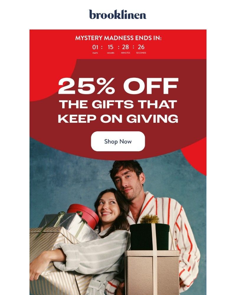 Screenshot of email sent to a Brooklinen Newsletter subscriber