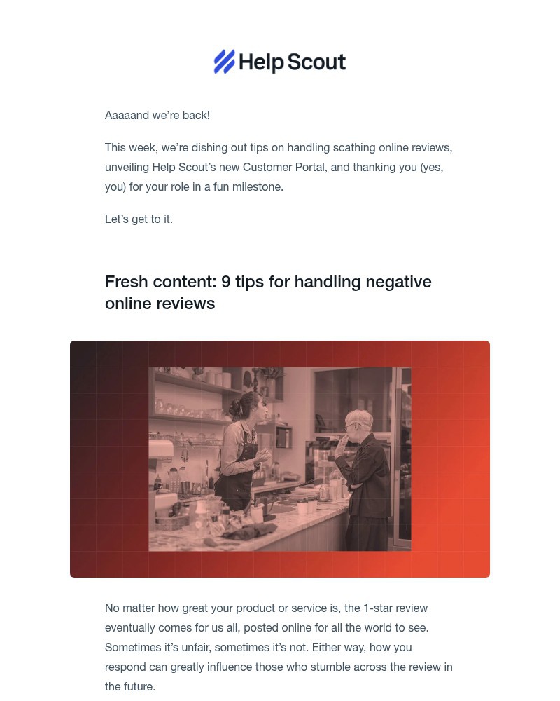 Screenshot of email sent to a Help Scout Trial user