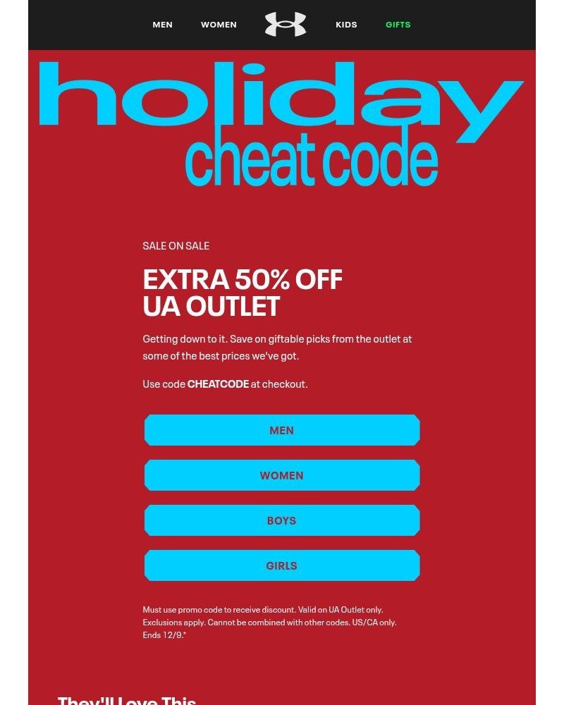 Screenshot of email sent to a Under Armour Newsletter subscriber