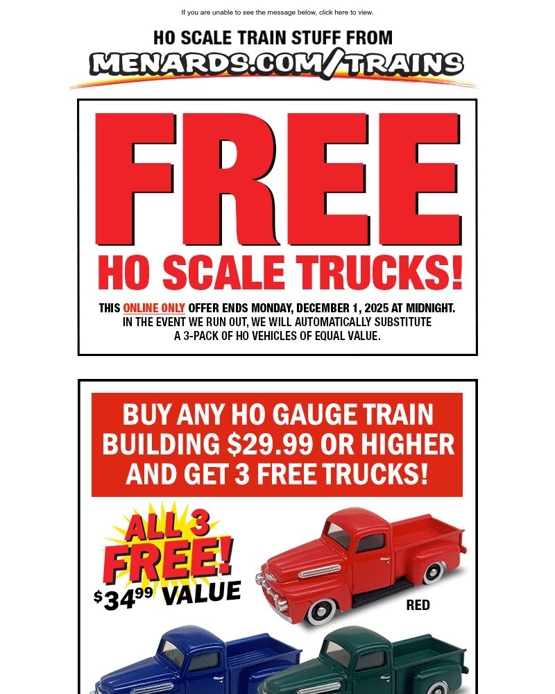 Screenshot of email sent to a Menards Newsletter subscriber