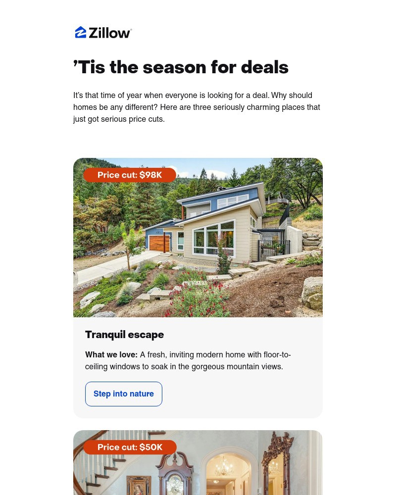 Screenshot of email sent to a Zillow Registered user