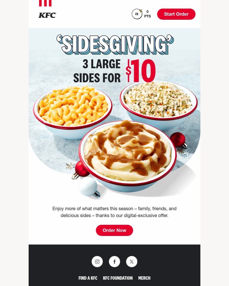 Screenshot of email sent to a Kentucky Fried Chicken Registered user