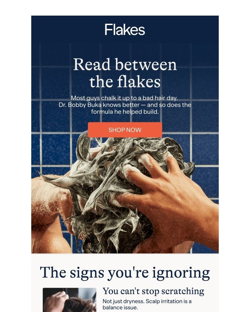Screenshot of email sent to a Flakes Newsletter subscriber