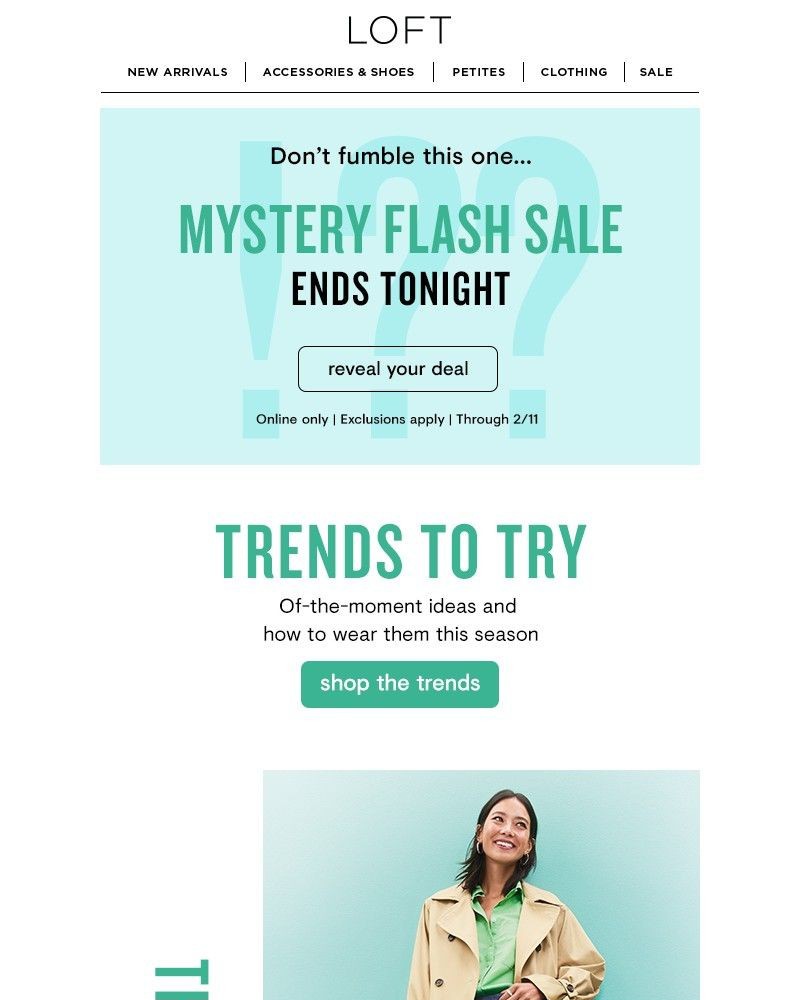 Screenshot of email with subject /media/emails/3-trends-to-try-mystery-flash-sale-ends-tonight-1e3b8a-cropped-dcfb3ca6.jpg