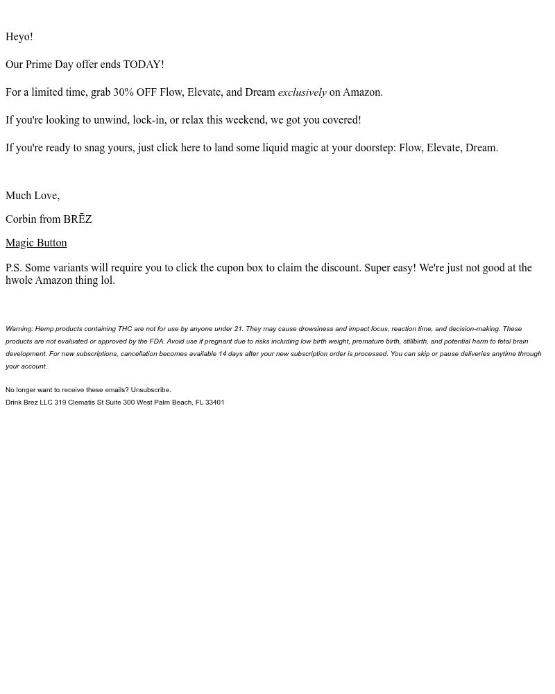 Screenshot of email sent to a Brez Newsletter subscriber