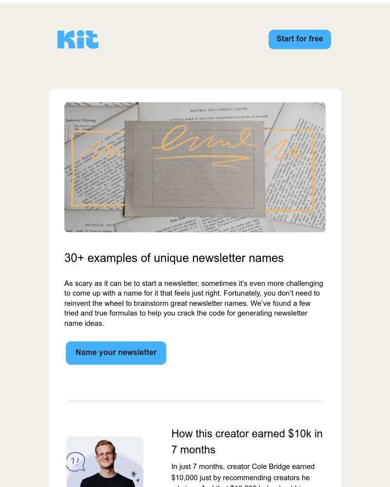 Screenshot of email sent to a ConvertKit Trial user