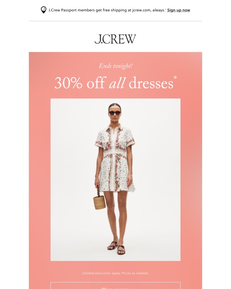 Screenshot of email sent to a J.Crew Newsletter subscriber