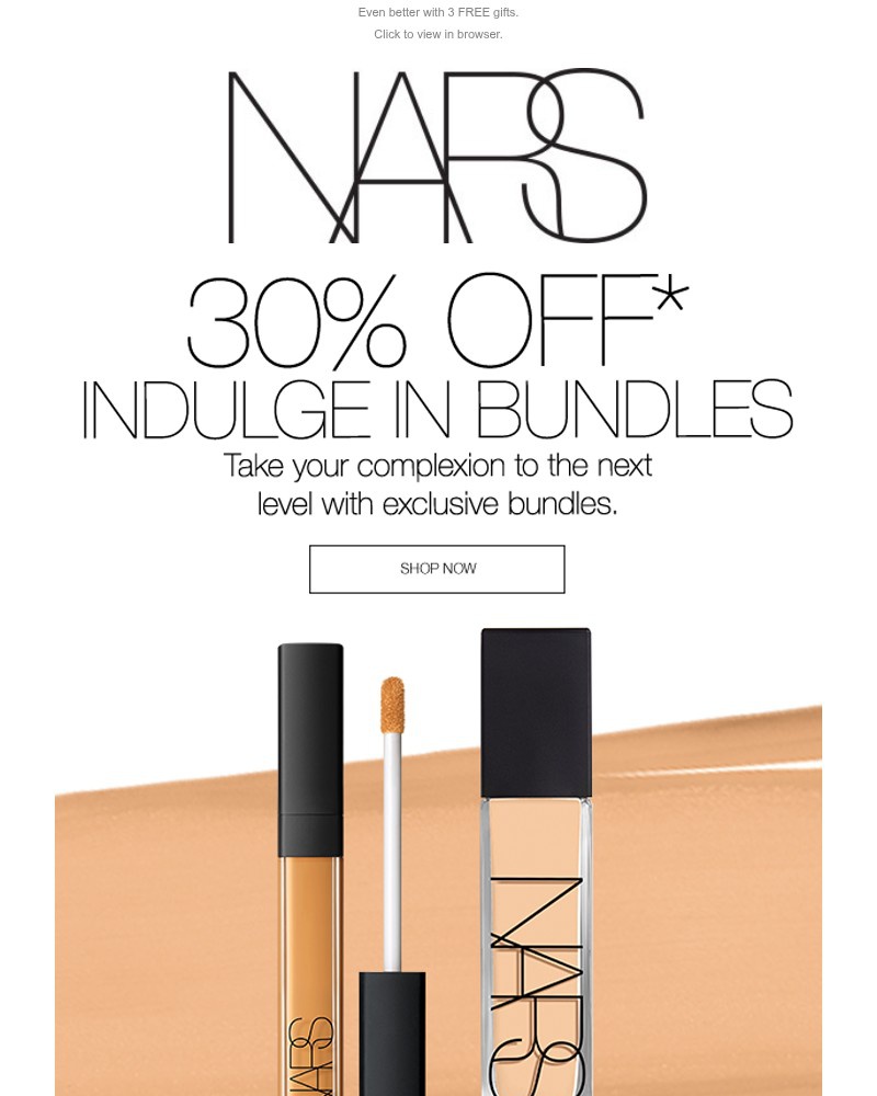 Screenshot of email sent to a Nars Cosmetics Newsletter subscriber