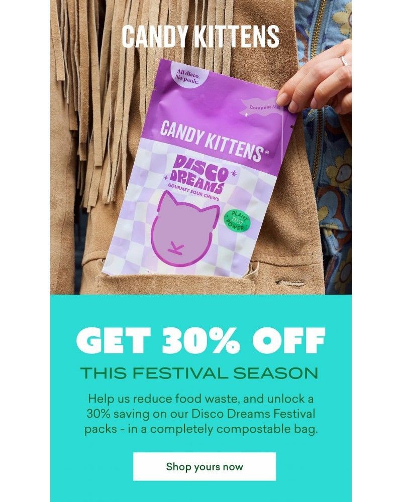 Screenshot of email sent to a Candy Kittens Newsletter subscriber