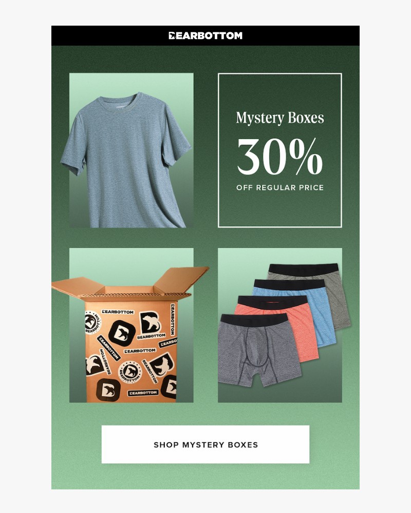 Screenshot of email sent to a Bearbottom Clothing Newsletter subscriber