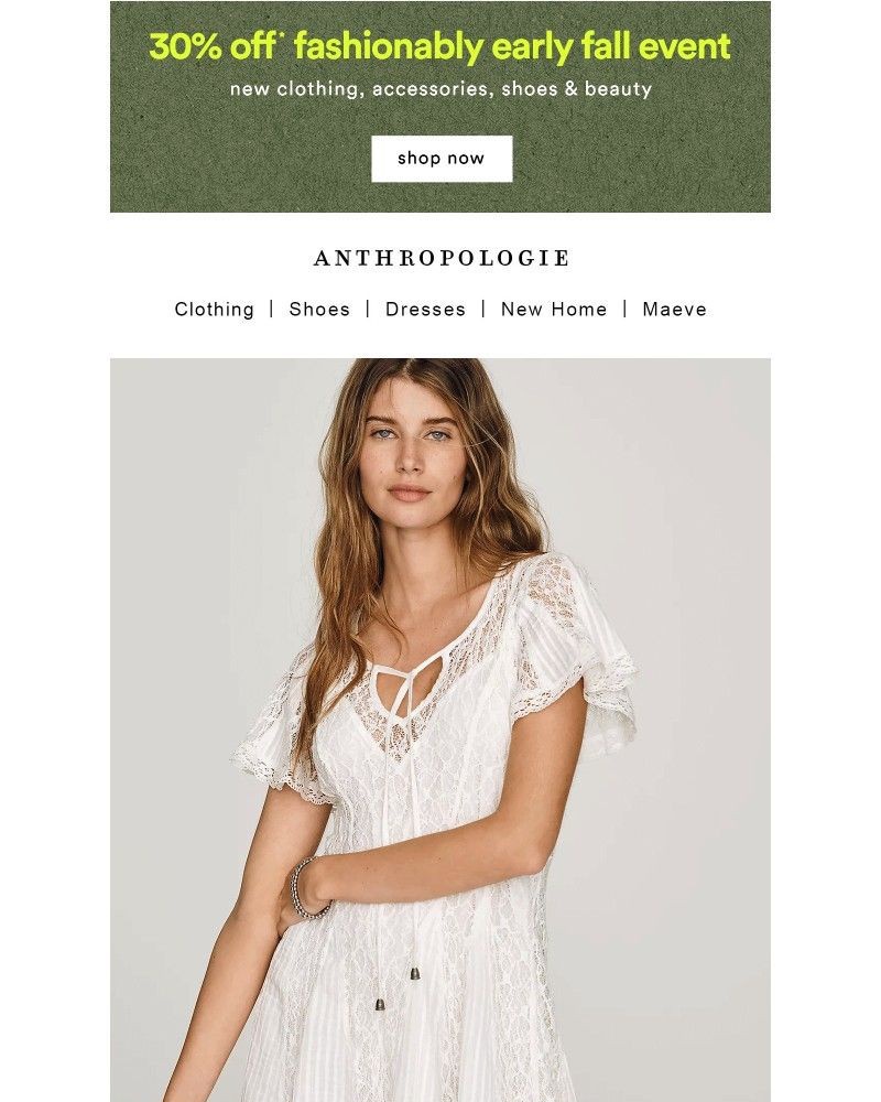 Screenshot of email sent to a Anthropologie Newsletter subscriber