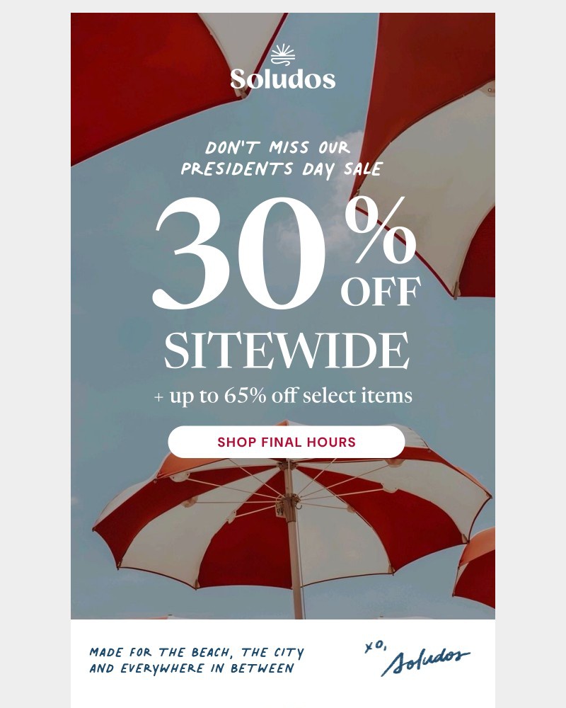 Screenshot of email sent to a Soludos Registered user