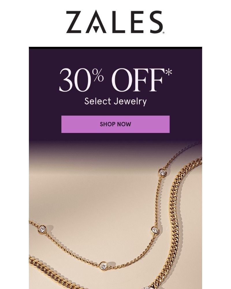 Screenshot of email sent to a Zales Newsletter subscriber
