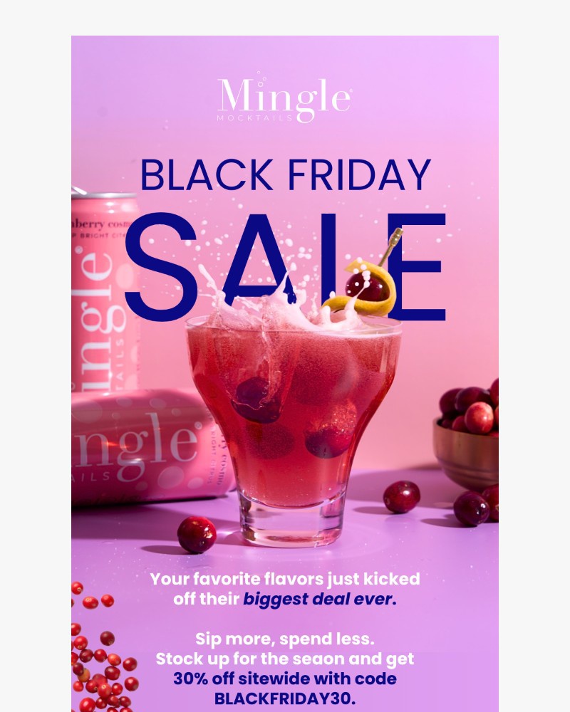 Screenshot of email sent to a Mingle Mocktails Newsletter subscriber