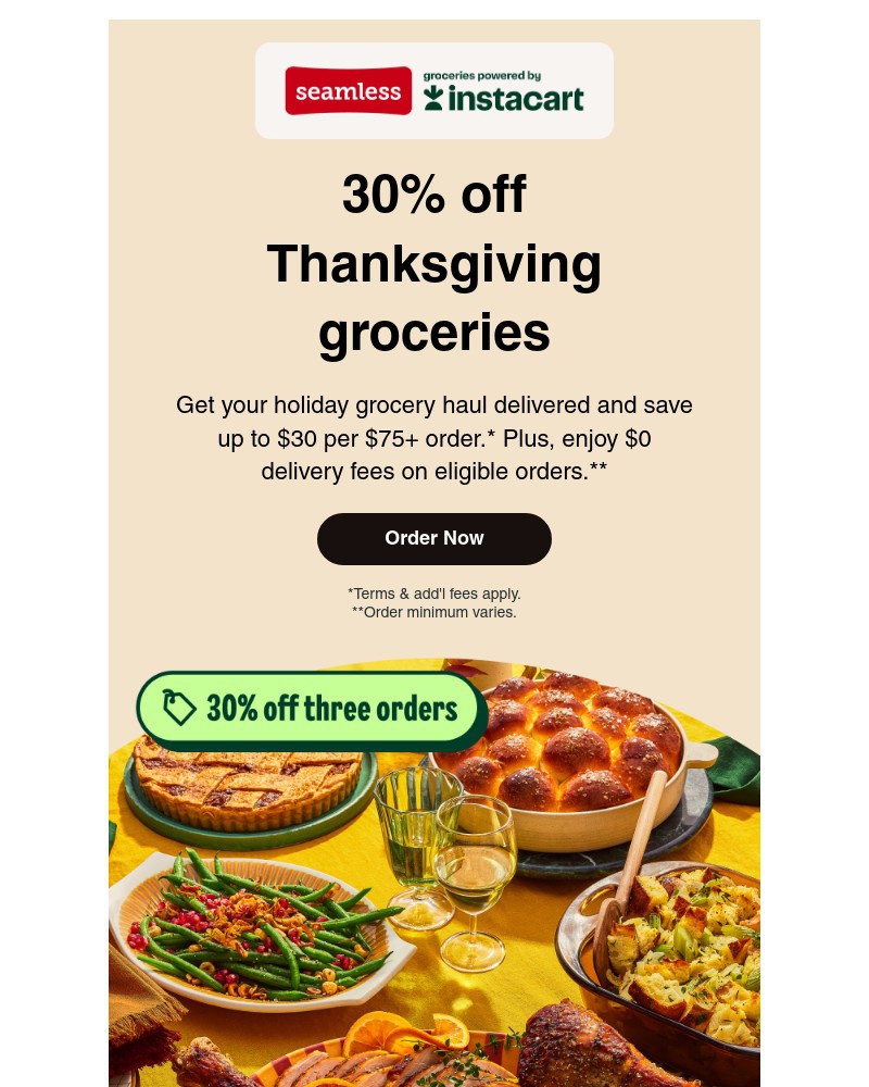 Screenshot of email sent to a Seamless Registered user