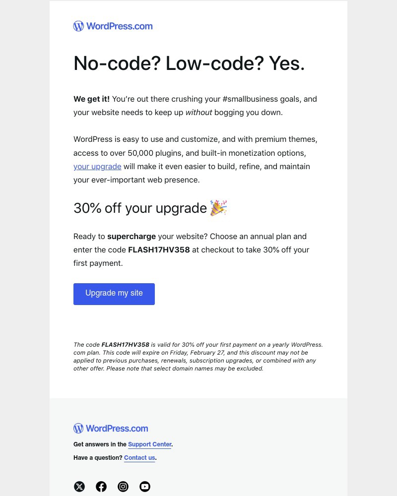 Screenshot of email with subject /media/emails/30-off-your-wordpresscom-upgrade-91e90e-cropped-c4b45791.jpg