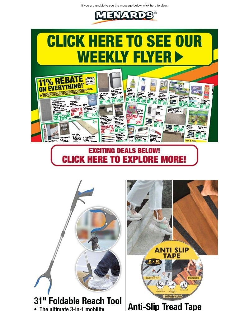 Screenshot of email with subject /media/emails/31-foldable-reach-tool-only-399-after-rebate-plus-new-weekly-flyer-1d4923-cropped_SN9Q4lF.jpg