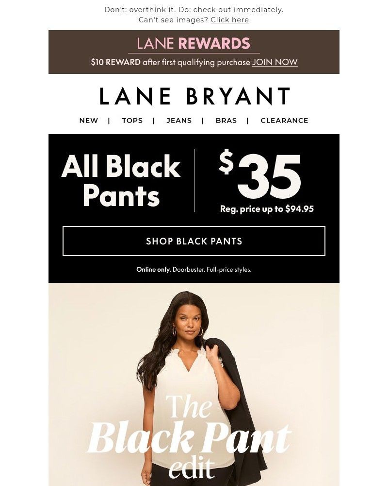 Screenshot of email sent to a Lane Bryant Newsletter subscriber